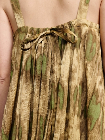 Yellow impressionist floral bud dress