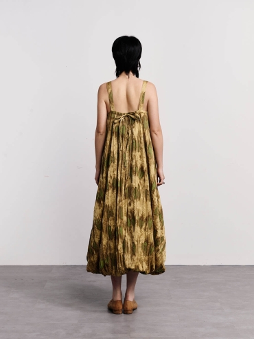 Yellow impressionist floral bud dress