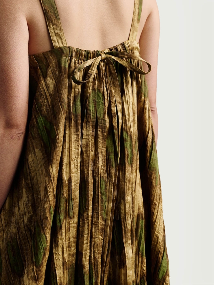Yellow impressionist floral bud dress