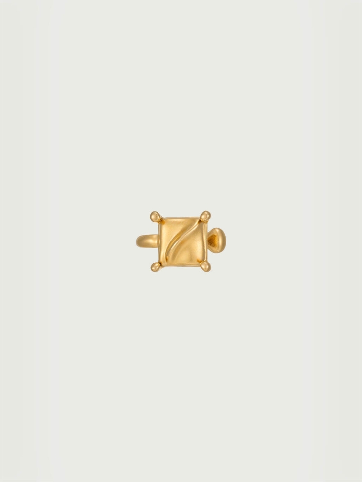 Gold Intonation Square and Round Earrings - Pair