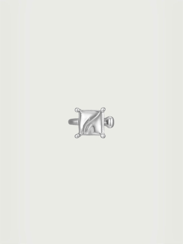 Silver Intonation Square and Round Earrings - Pair