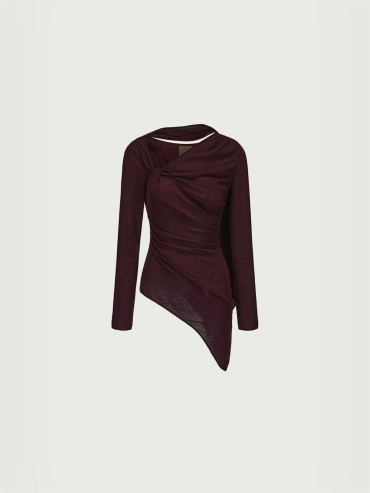 Berry Asymmetrical  Knit Top