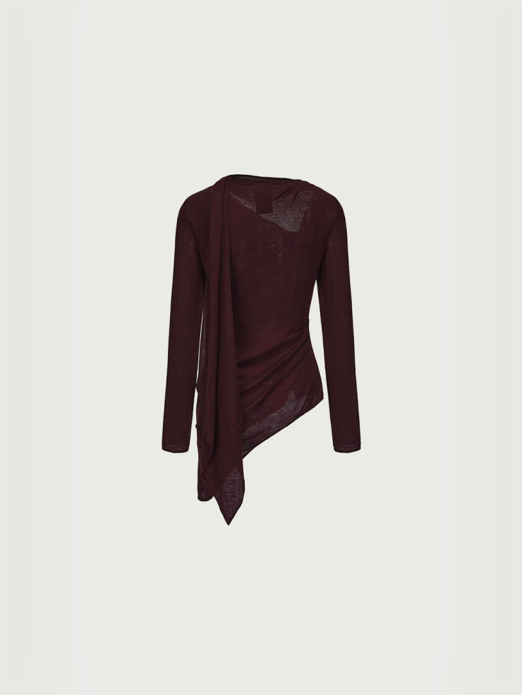 Berry Asymmetrical  Knit Top