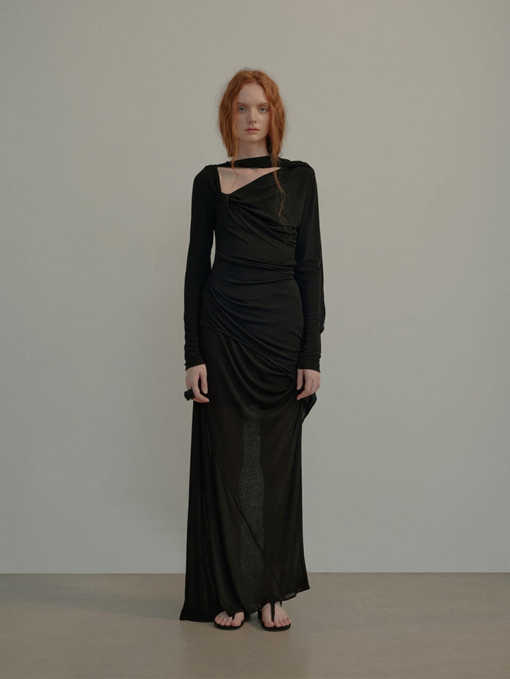 Black Asymmetrical  Knit Top