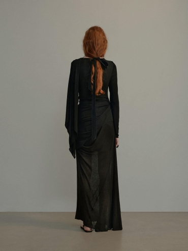 Black Asymmetrical  Knit Top