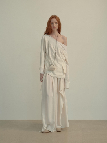 White Asymmetric long skirt