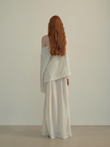 White Asymmetric long skirt