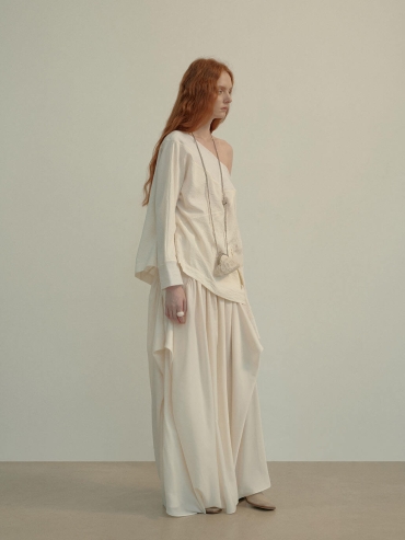 White Asymmetric long skirt