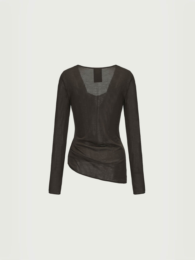 Dark Burgundy Knit Lace Draped Neck Top