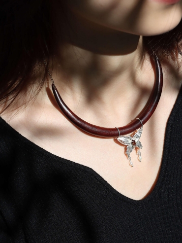 Fiery Red Butterfly Choker