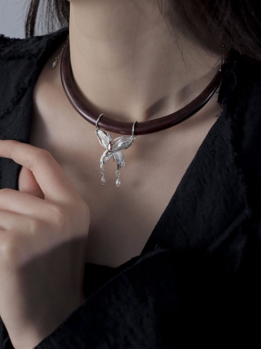 Fiery Red Butterfly Choker