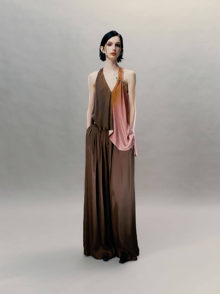 Dusty Pink Pendant-Adorned Flared Hem Top