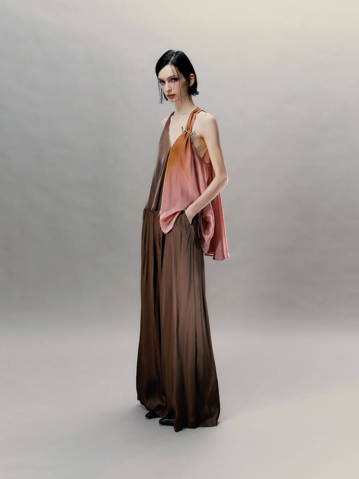 Dusty Pink Pendant-Adorned Flared Hem Top