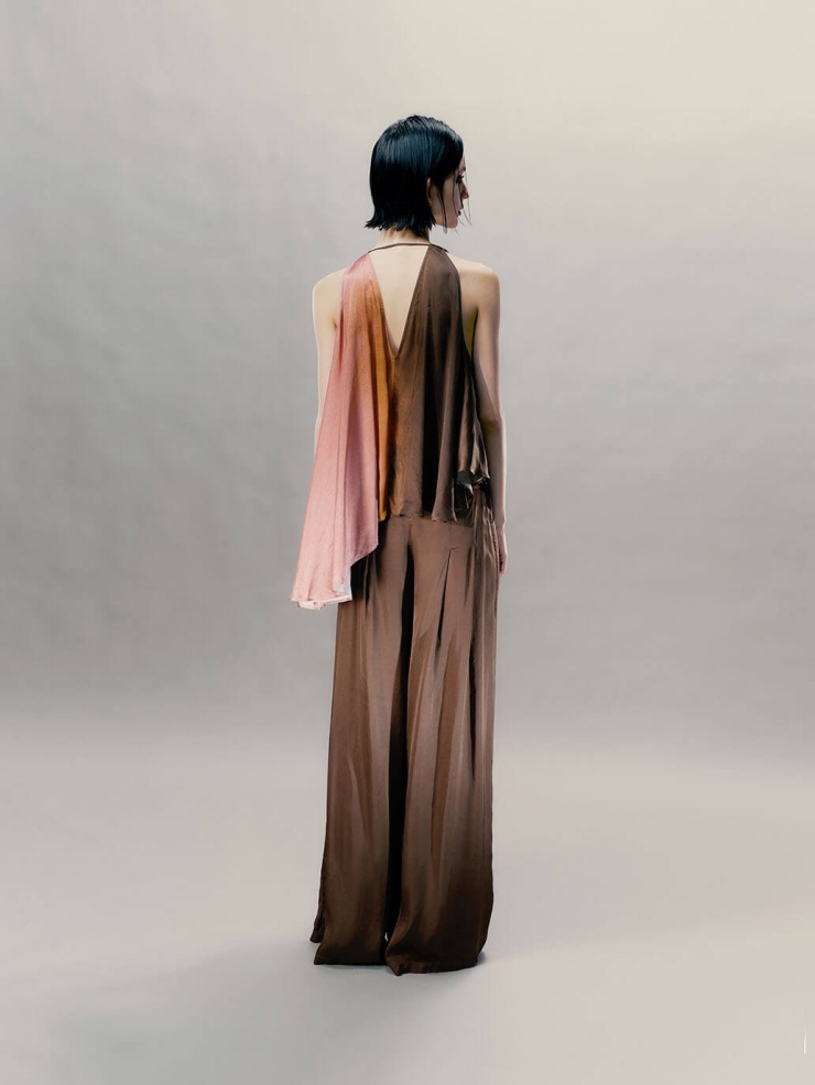 Dusty Pink Pendant-Adorned Flared Hem Top