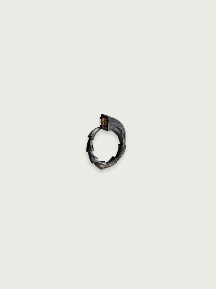 Beast coffee zircon silver ring