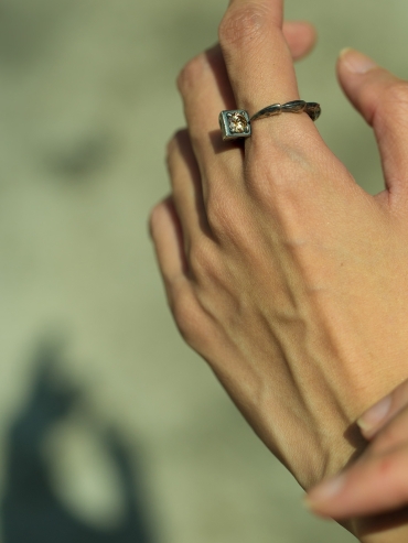 Beast coffee zircon silver ring
