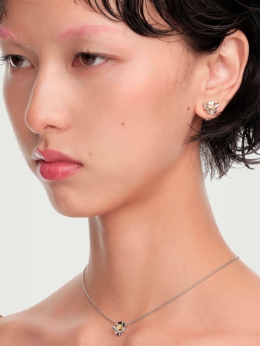 Silver Heart Floral Studs