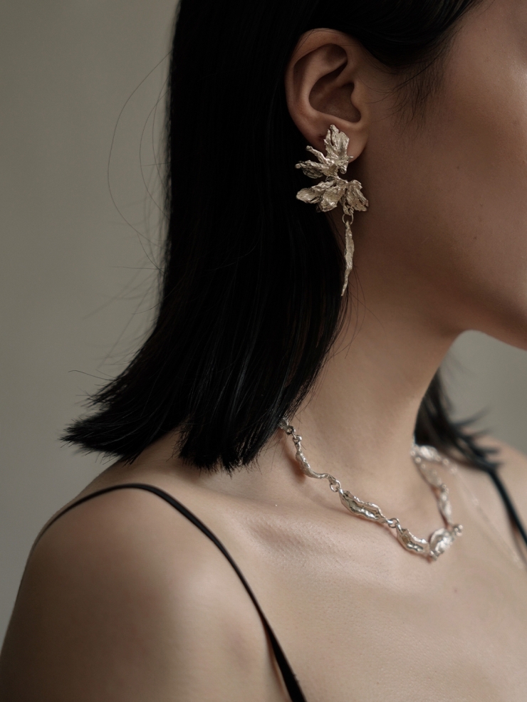 Silver Sunflower Petals Necklace