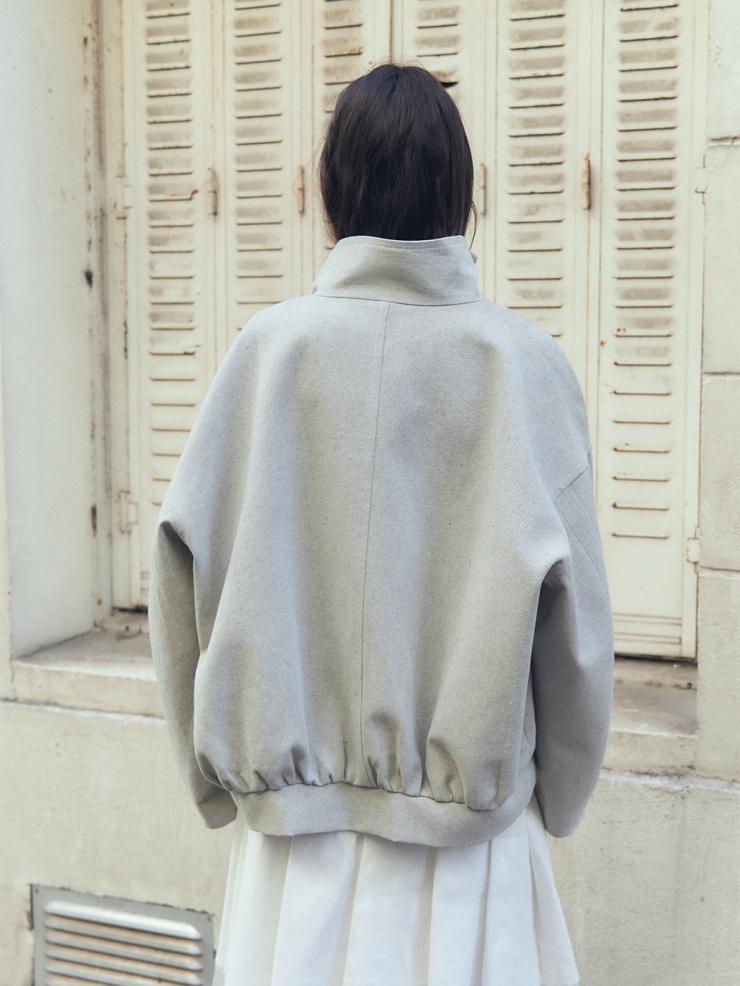 White Stand Collar Jacket
