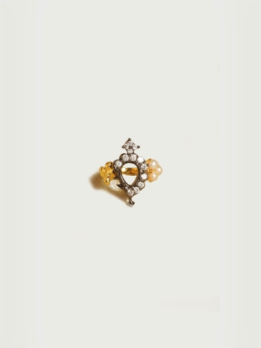 Black and Gold Melted Pearl Zircon Ring