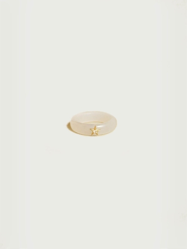 White Agate Star Ring