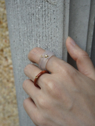 White Agate Star Ring