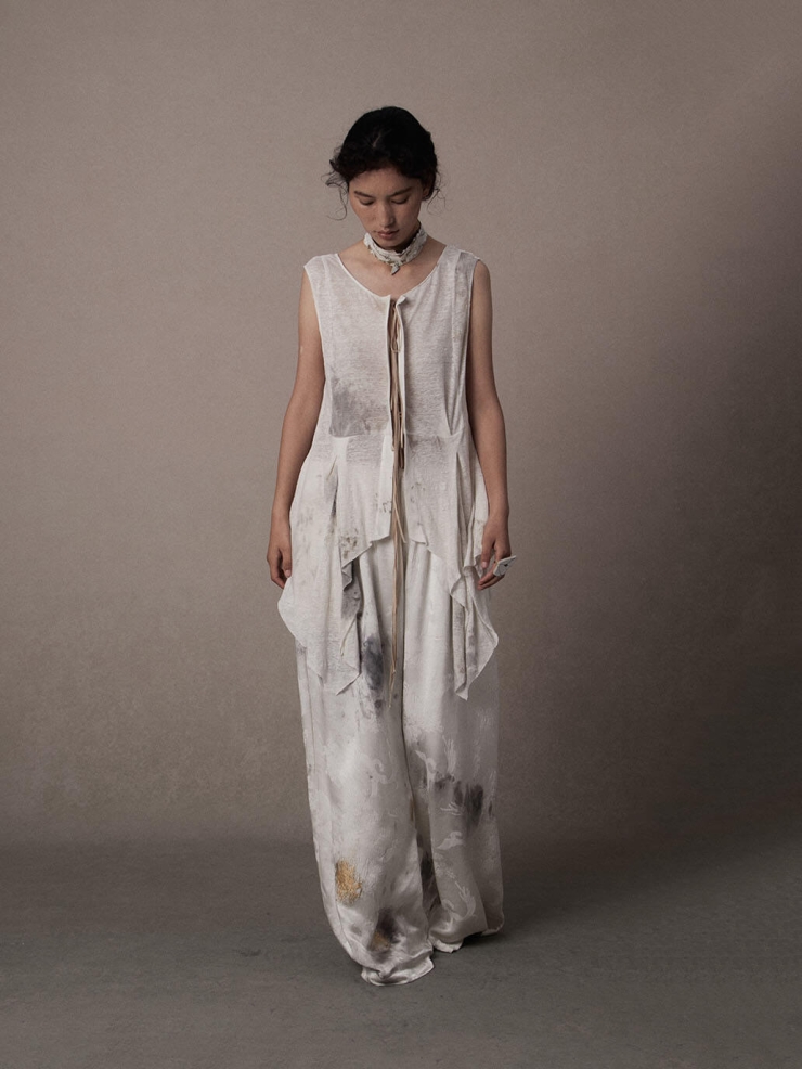 White Ge Ware Straight-Leg Trousers