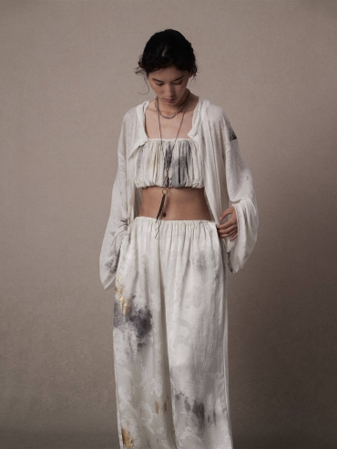 White Ge Ware Straight-Leg Trousers