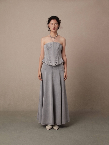 Slate Blue Ru Ware Corset Top