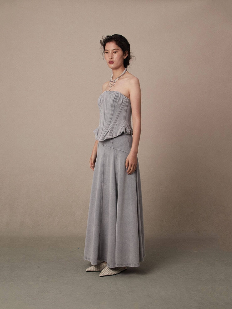 Slate Blue Ru Ware Corset Top