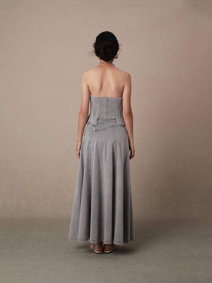 Slate Blue Ru Ware Washed Midi Skirt