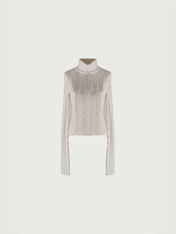 White Lace Turtleneck Base Top