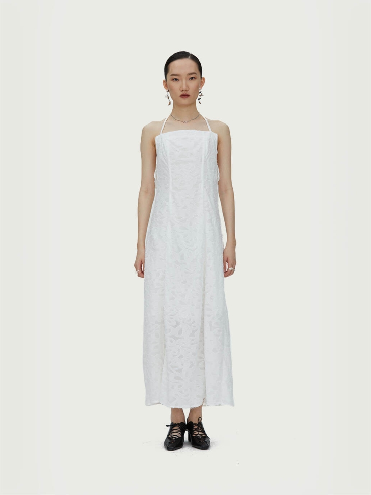 White Tassel Tie-Strap Dress
