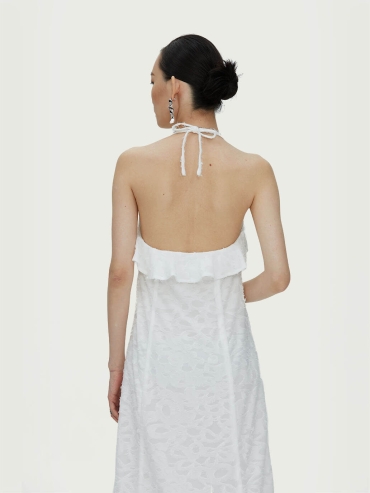 White Tassel Tie-Strap Dress