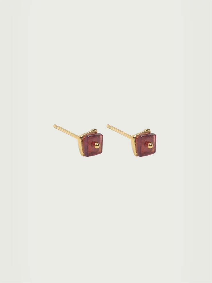 Gold Garnet Flicker Stud Earrings