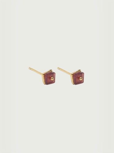 Gold Garnet Flicker Stud Earrings