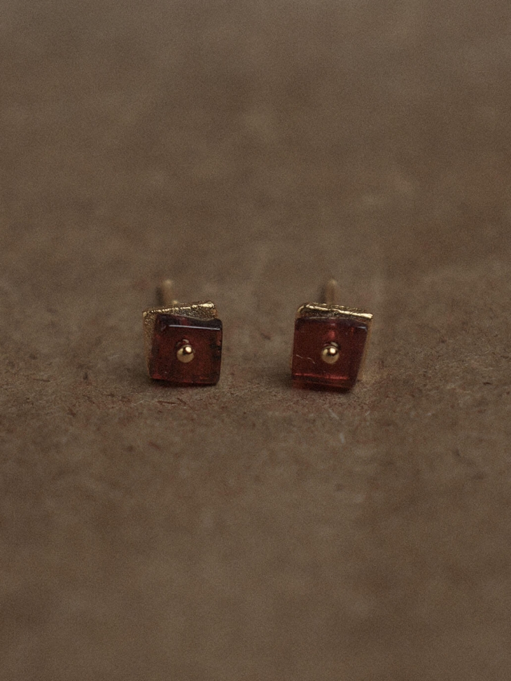 Gold Garnet Flicker Stud Earrings
