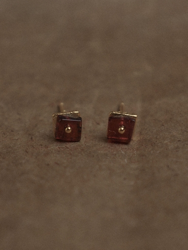 Gold Garnet Flicker Stud Earrings