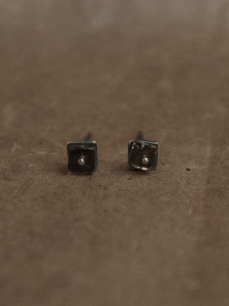 Black Garnet Flicker Stud Earrings