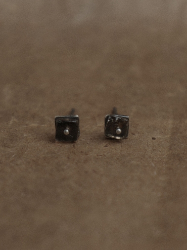 Black Garnet Flicker Stud Earrings
