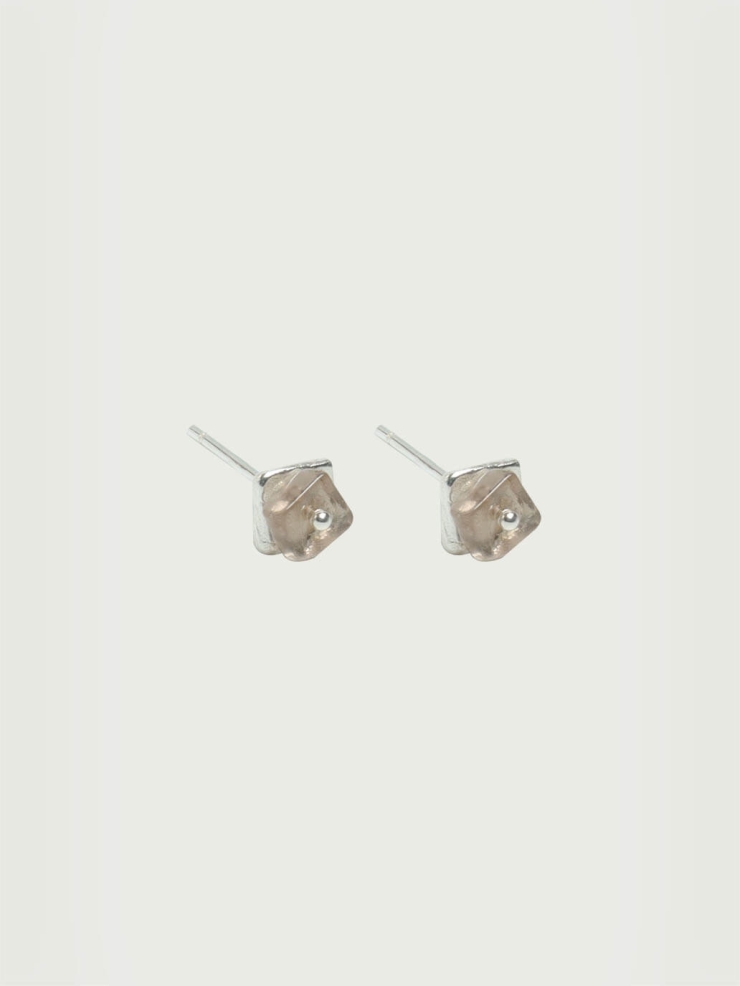 Silver Smoky Flicker Stud Earrings