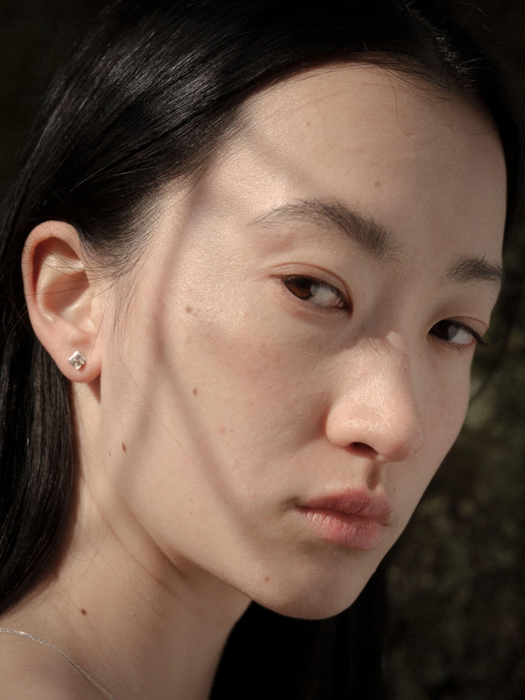 Silver Smoky Flicker Stud Earrings