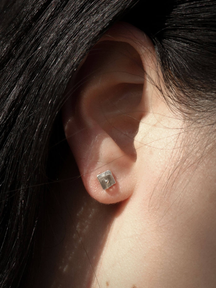 Silver Smoky Flicker Stud Earrings