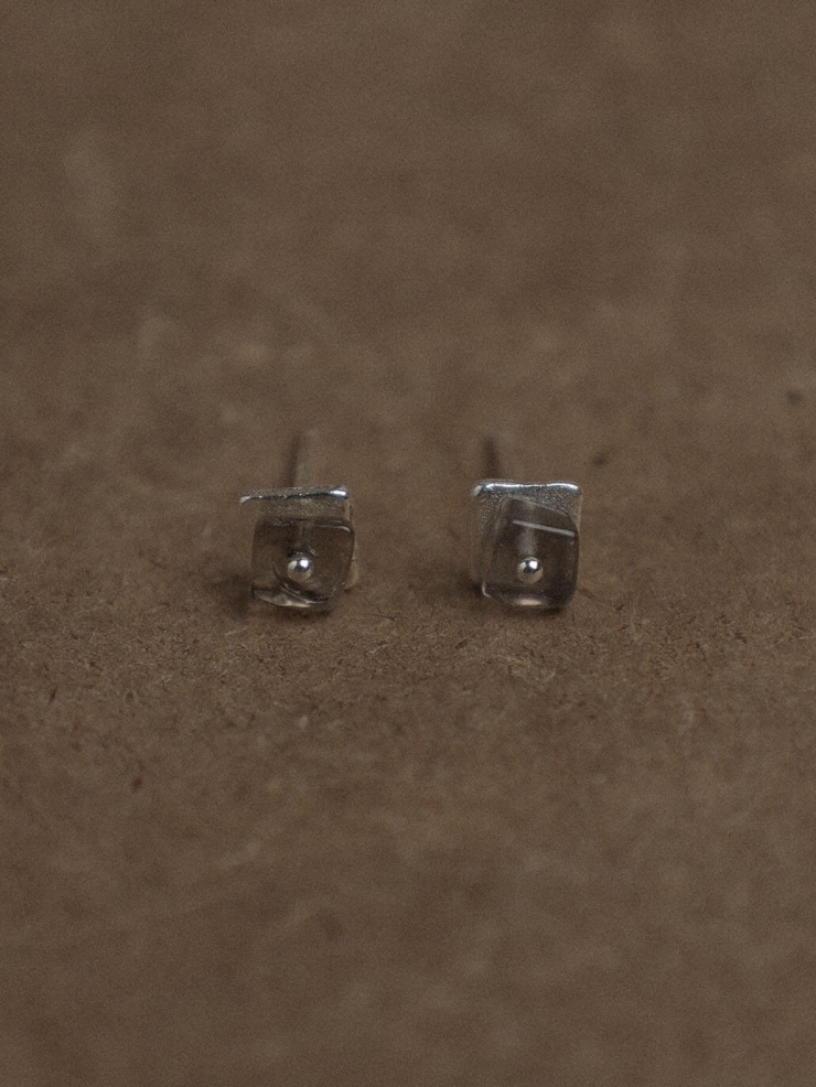 Silver Smoky Flicker Stud Earrings