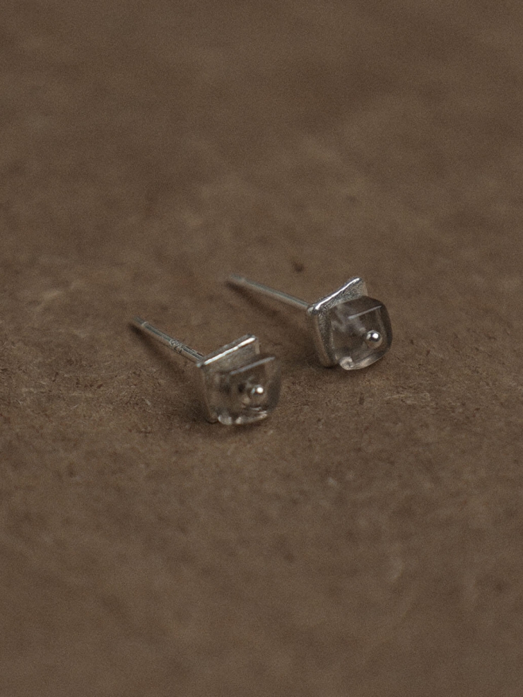 Silver Smoky Flicker Stud Earrings