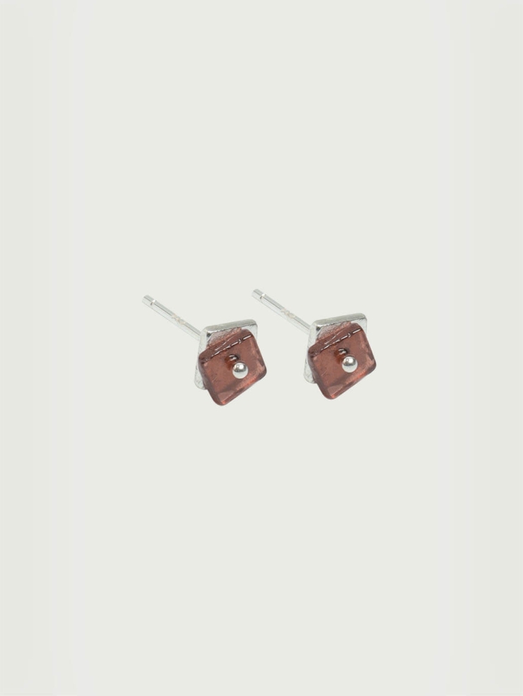 Silver Garnet Flicker Stud Earrings