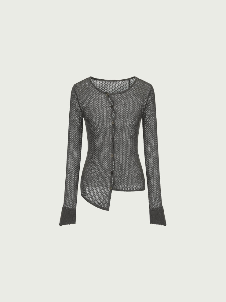 Charcoal Grey Open-Knit Sweater