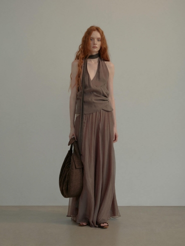 Dusty Purple Silk A-Line Skirt