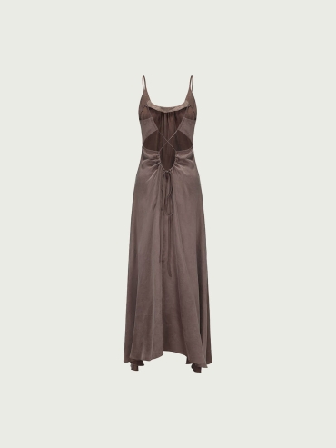 Dusty Purple Backless Ruched Dress