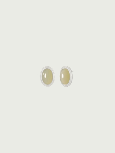 Silver Green & White Jade Stud Earrings-Small